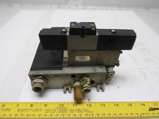 SMC VSF2100-5FZ VFS2400-5FZ (4) Slot Control Block w/(3) Valves