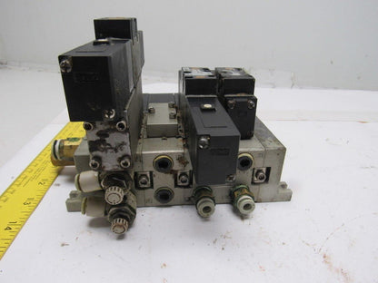 SMC VSF2100-5FZ VFS2400-5FZ (4) Slot Control Block w/(3) Valves