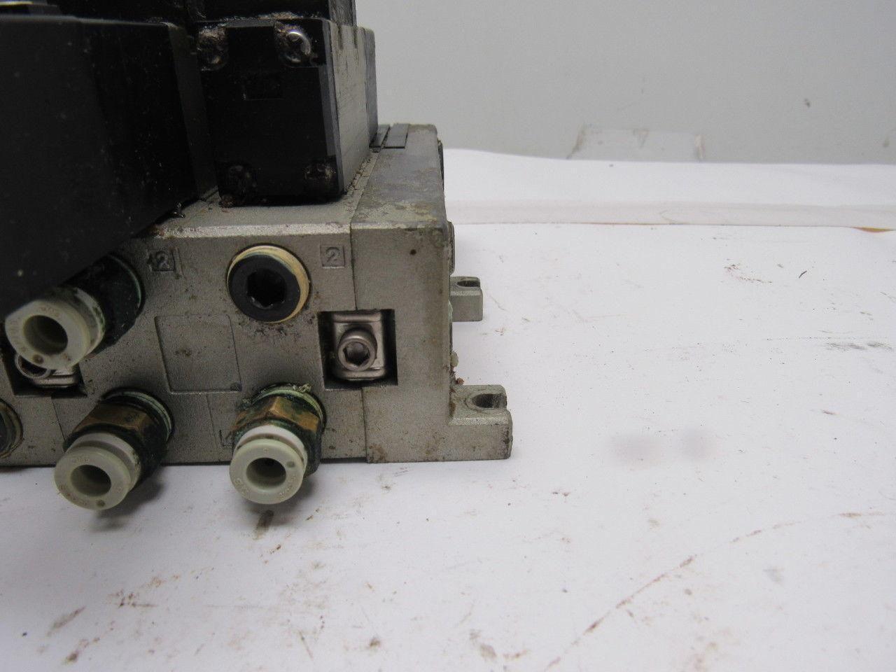 SMC VSF2100-5FZ VFS2400-5FZ (4) Slot Control Block w/(3) Valves