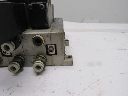 SMC VSF2100-5FZ VFS2400-5FZ (4) Slot Control Block w/(3) Valves