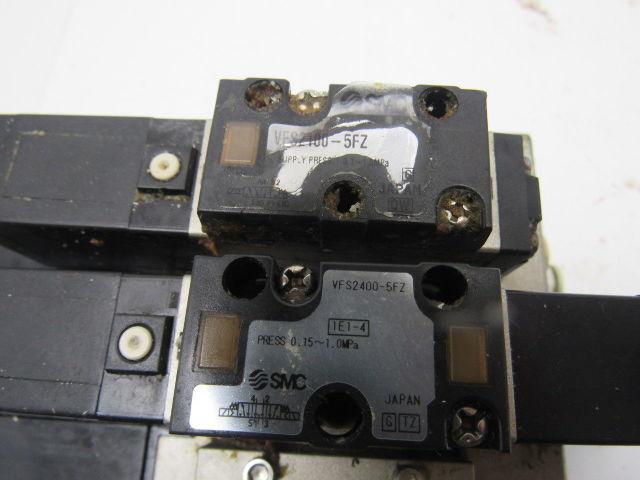 SMC VSF2100-5FZ VFS2400-5FZ (4) Slot Control Block w/(3) Valves