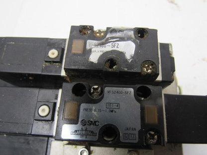 SMC VSF2100-5FZ VFS2400-5FZ (4) Slot Control Block w/(3) Valves