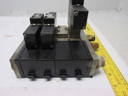 SMC VSF2100-5FZ VFS2400-5FZ (4) Slot Control Block w/(3) Valves