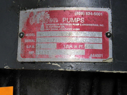 Gusher MSC5-10-2500F 25Hp 5525RPM Vertical Coolant Pump 53GPM 230/460V 3Hp