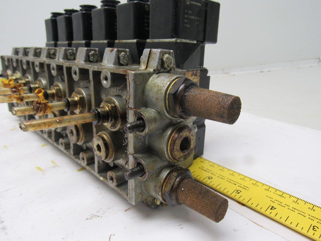 Norgren SXE9573-871-M1 7 Station Pneumatic Manifold Block W/6 Valves