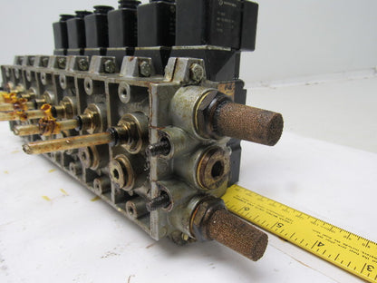 Norgren SXE9573-871-M1 7 Station Pneumatic Manifold Block W/6 Valves