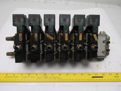 Norgren SXE9573-871-M1 7 Station Pneumatic Manifold Block W/6 Valves