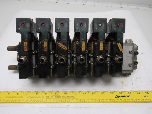 Norgren SXE9573-871-M1 7 Station Pneumatic Manifold Block W/6 Valves