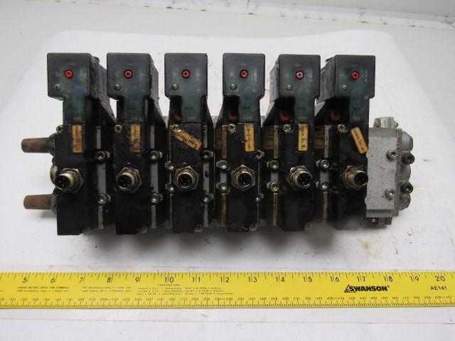 Norgren SXE9573-871-M1 7 Station Pneumatic Manifold Block W/6 Valves