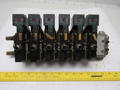 Norgren SXE9573-871-M1 7 Station Pneumatic Manifold Block W/6 Valves