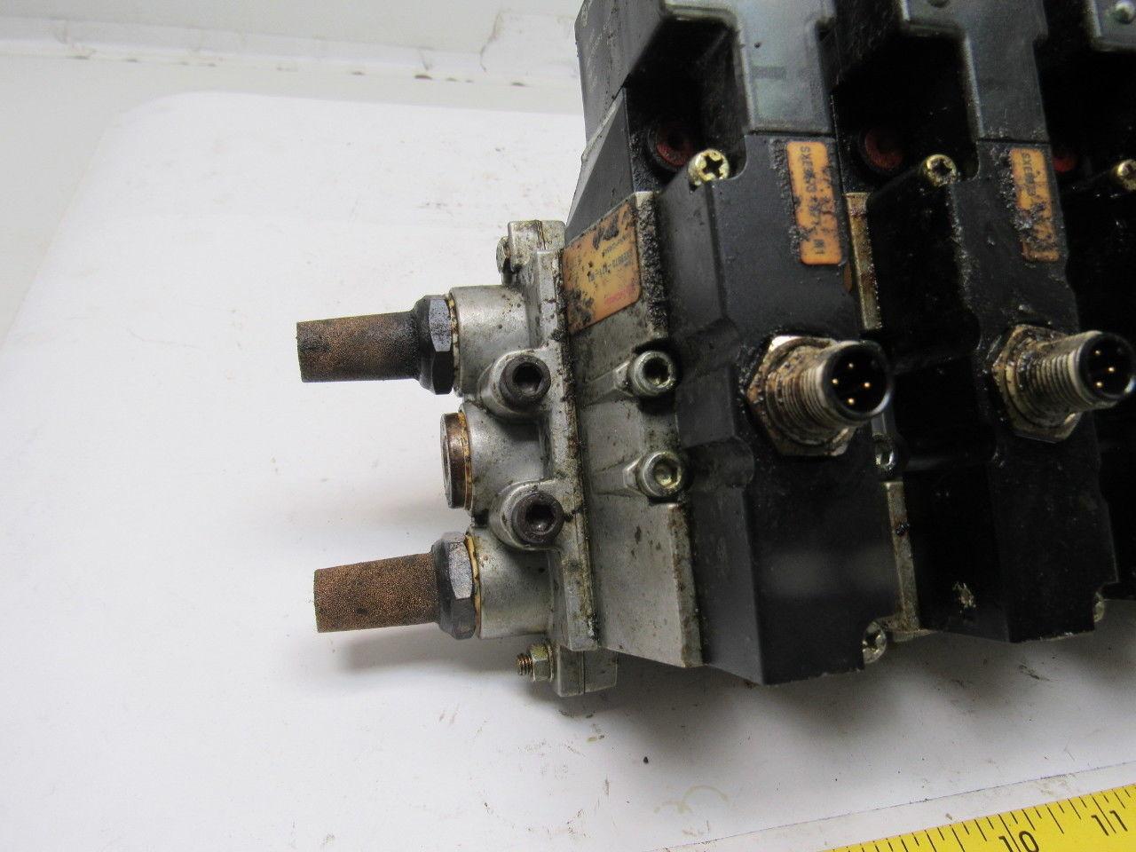 Norgren SXE9573-871-M1 7 Station Pneumatic Manifold Block W/6 Valves