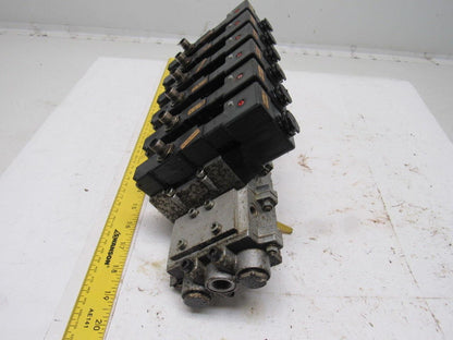 Norgren SXE9573-871-M1 7 Station Pneumatic Manifold Block W/6 Valves