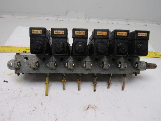 Norgren SXE9573-871-M1 7 Station Pneumatic Manifold Block W/6 Valves