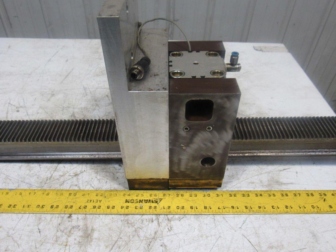 78-1/2"L x 2-1/2" W Metal Gear Rack W/Brake Assembly From a Frost Broach Machine