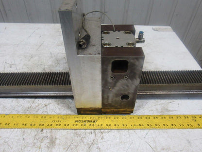 78-1/2"L x 2-1/2" W Metal Gear Rack W/Brake Assembly From a Frost Broach Machine