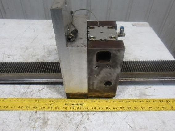 78-1/2"L x 2-1/2" W Metal Gear Rack W/Brake Assembly From a Frost Broach Machine