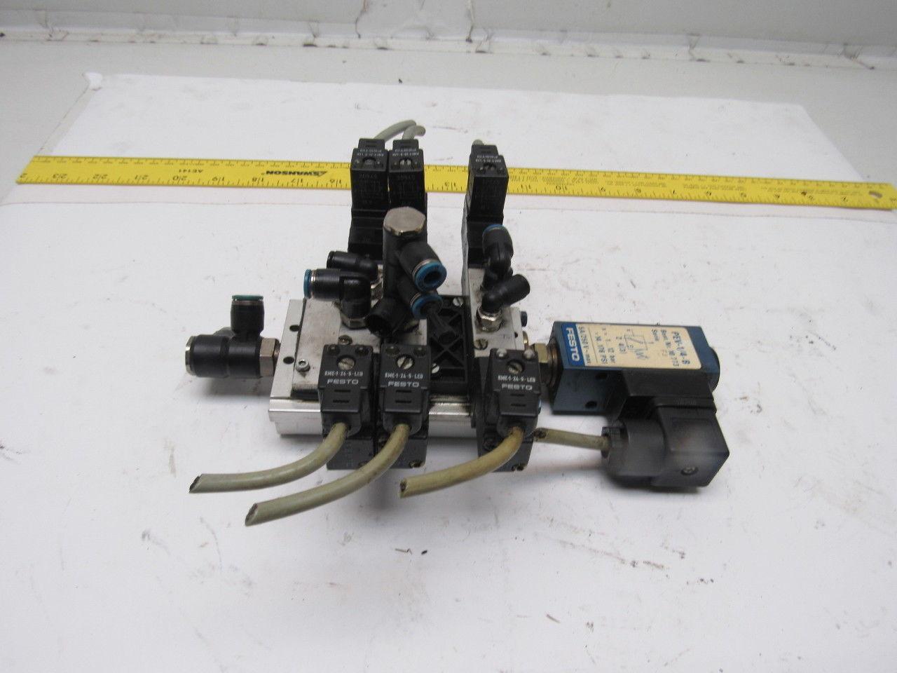 Festo JMEH-5/2-1/8-P Pneumatic Valve Bank Assembly W/ Manifold 24VDC Coil