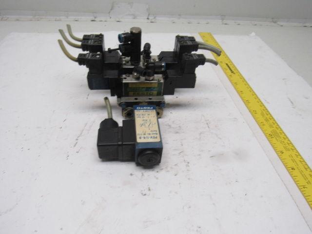Festo JMEH-5/2-1/8-P Pneumatic Valve Bank Assembly W/ Manifold 24VDC Coil