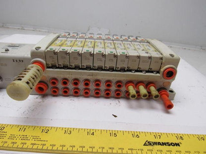SMC VV5QC21-10N9SDQN23-X160O Pneumatic Valve Manifold Assembly W/EX250 Input