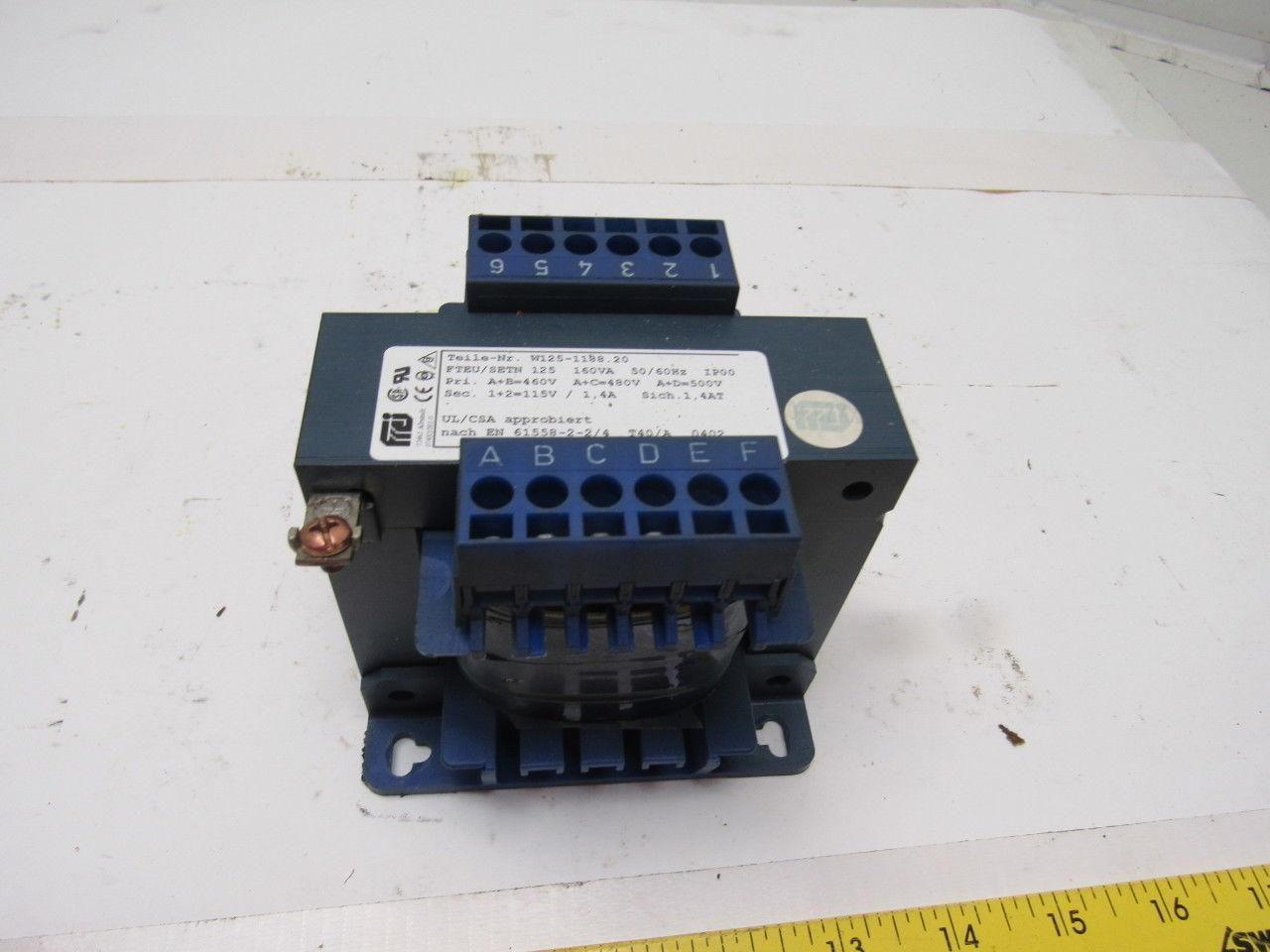 Frei W125-1188.20 160VA Transformer 480V Primary  115V Secondary 50/60Hz