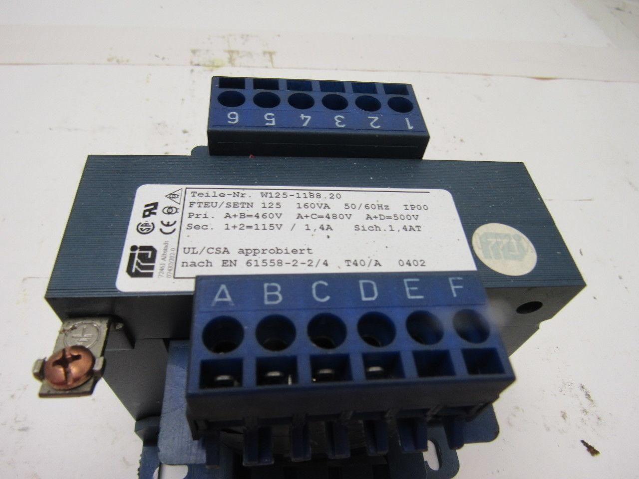 Frei W125-1188.20 160VA Transformer 480V Primary  115V Secondary 50/60Hz