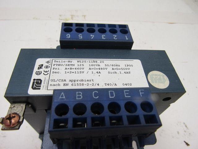 Frei W125-1188.20 160VA Transformer 480V Primary  115V Secondary 50/60Hz