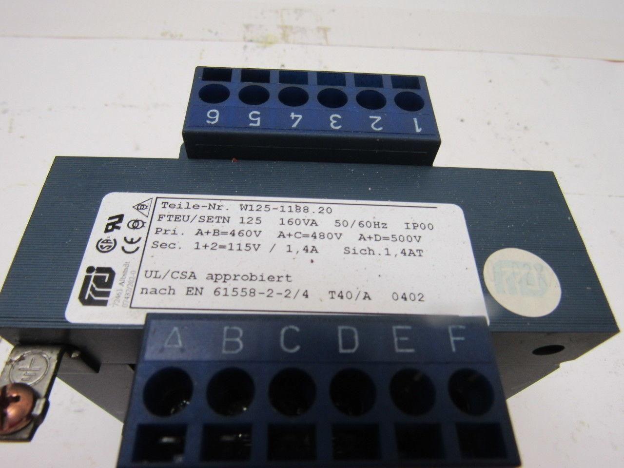 Frei W125-1188.20 160VA Transformer 480V Primary  115V Secondary 50/60Hz