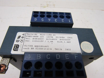 Frei W125-1188.20 160VA Transformer 480V Primary  115V Secondary 50/60Hz
