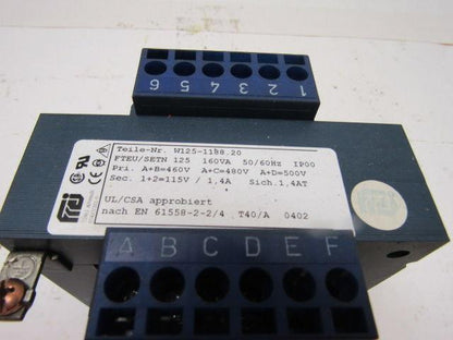 Frei W125-1188.20 160VA Transformer 480V Primary  115V Secondary 50/60Hz