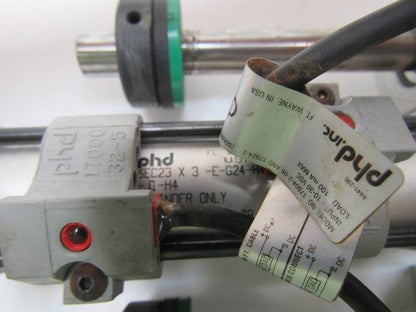 PHD SEC23x3-E-G24-H47-J1 SLD & CYL Pneumatic Dual Rod Slide Table W/Rod lok