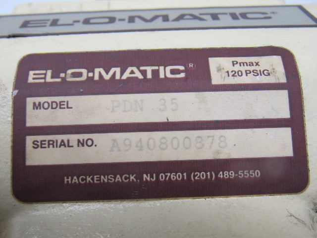 EL-O-MATIC PDN 35 Pneumatic Air Actuator 1/2" NPT Ball Valve 120PSI