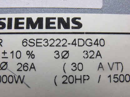 Siemens 6SE3222-4DG40 Midimaster Vector Drive Input 380/500V Motor 15 -20Hp