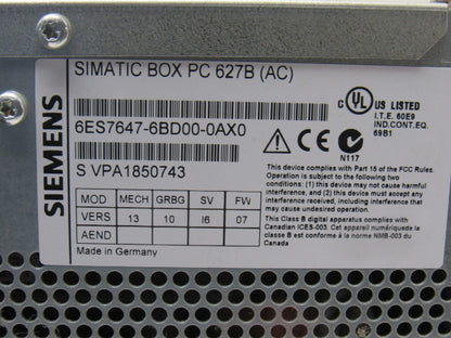 Siemens 6ES7647-6BD00-0AX0 Simatic Box PC Computer