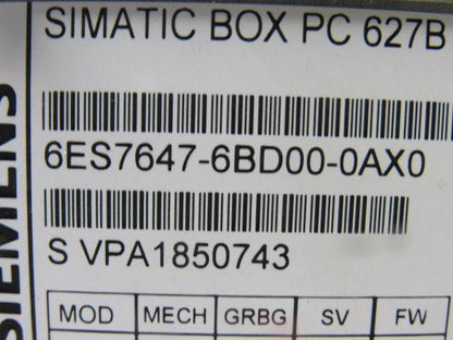 Siemens 6ES7647-6BD00-0AX0 Simatic Box PC Computer
