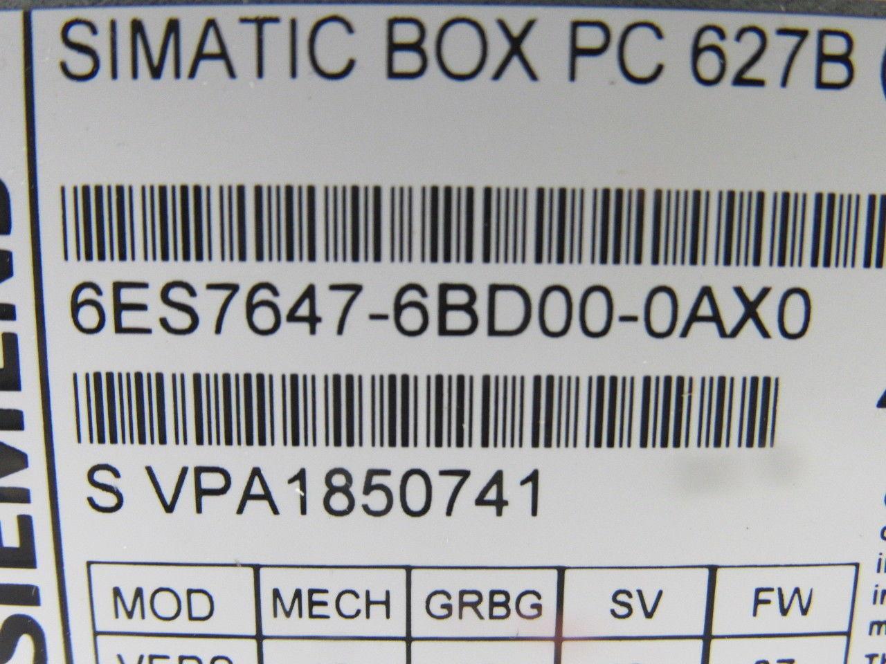 Siemens 6ES7647-6BD00-0AX0 Simatic Box PC Computer NIB