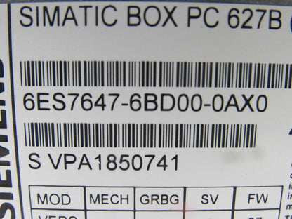 Siemens 6ES7647-6BD00-0AX0 Simatic Box PC Computer NIB