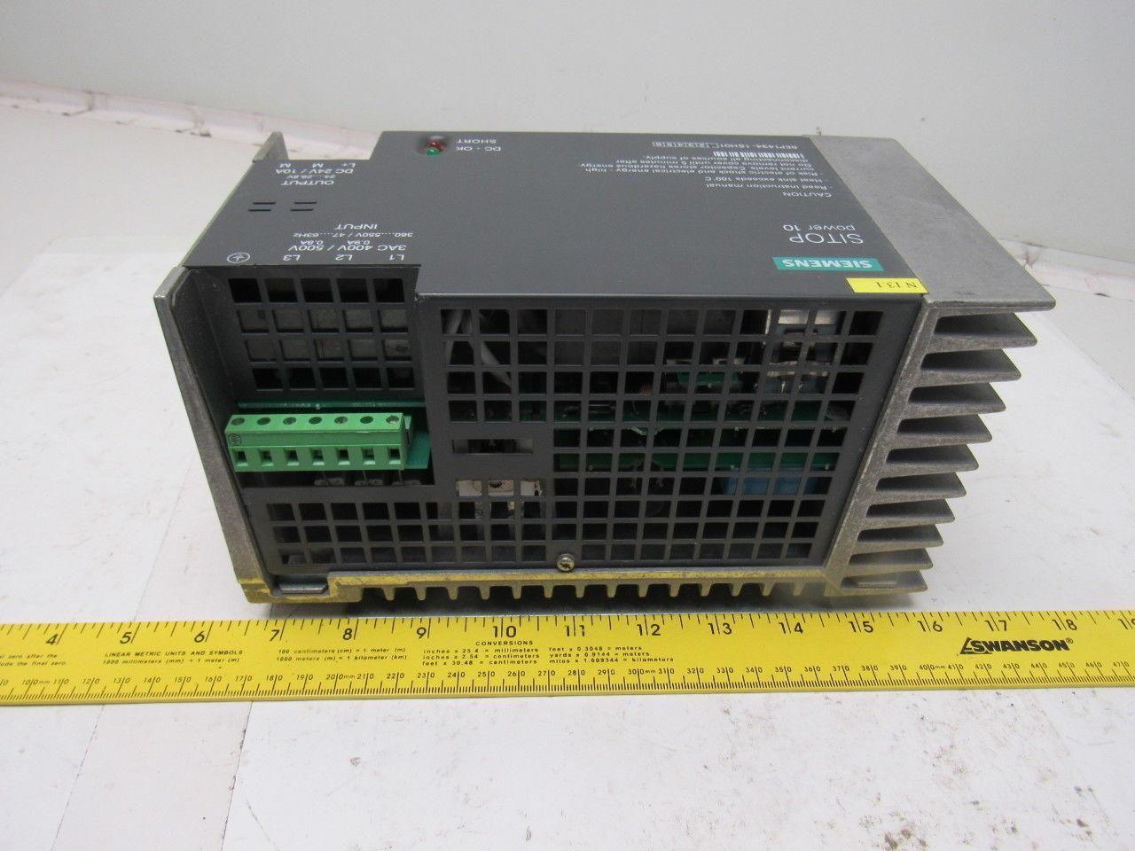 Siemens 6EP1434-1SH01 Sitop Power 10 Power Supply In 400-500V Out 24VDC 10A
