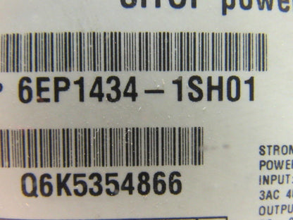 Siemens 6EP1434-1SH01 Sitop Power 10 Power Supply In 400-500V Out 24VDC 10A