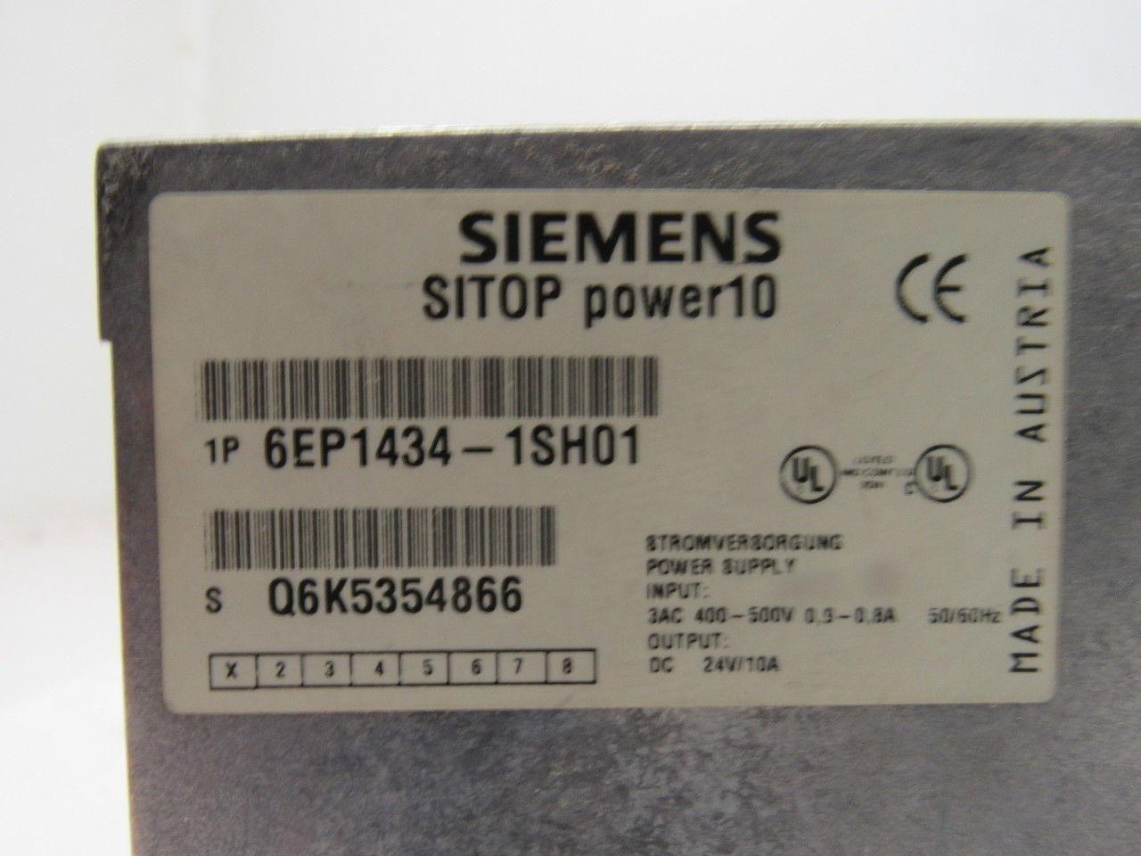 Siemens 6EP1434-1SH01 Sitop Power 10 Power Supply In 400-500V Out 24VDC 10A