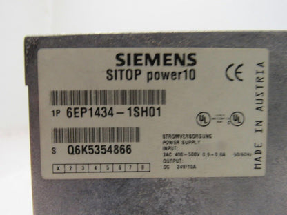 Siemens 6EP1434-1SH01 Sitop Power 10 Power Supply In 400-500V Out 24VDC 10A