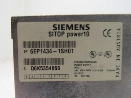 Siemens 6EP1434-1SH01 Sitop Power 10 Power Supply In 400-500V Out 24VDC 10A