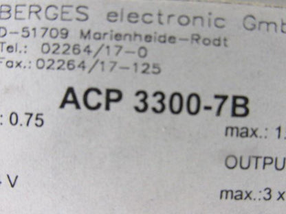 Berges ACP 3300-7B Variable Frequency Inverter Drive 1Hp