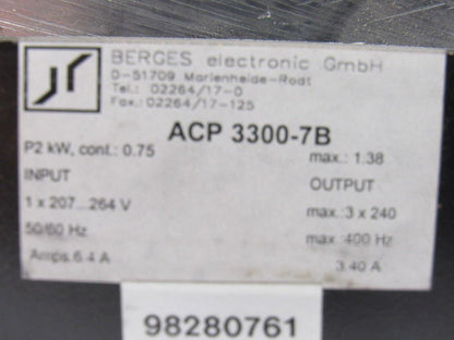 Berges ACP 3300-7B Variable Frequency Inverter Drive 1Hp