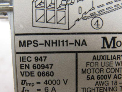 Klockner-Moeller MPS-NHI11-NA MPS-0,4 Thermal Magnetic Circuit Breaker