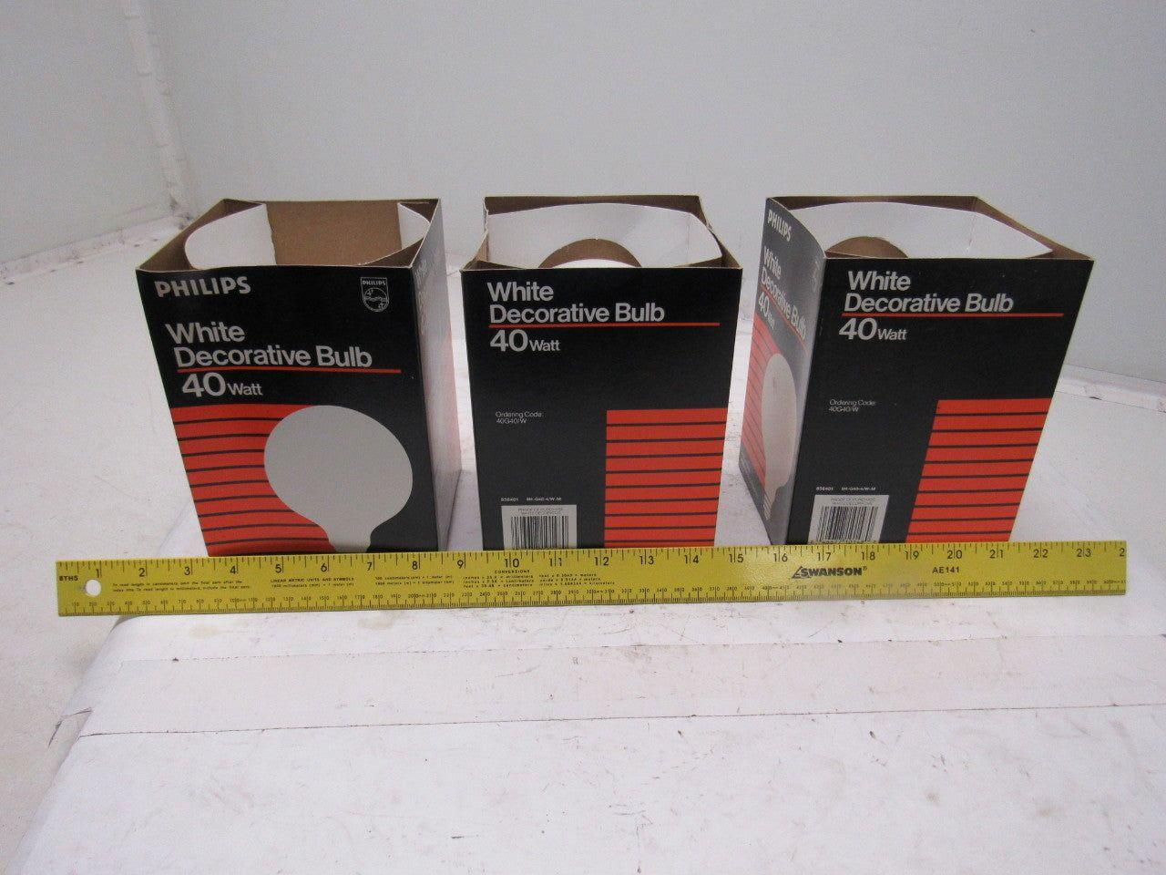 Philips G40 Light Bulb Med Base 120V 40W White Lot of 3