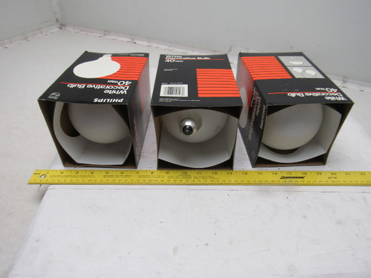 Philips G40 Light Bulb Med Base 120V 40W White Lot of 3