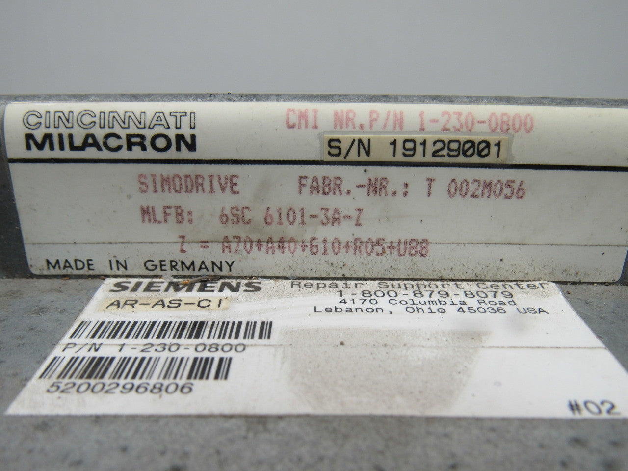 Siemens 6SC6101-3A-Z AC/DC CONVERTER W/TRANSISTOR NO CARDS 3PHASE 165V