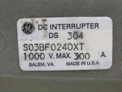General Electric DS 304 S03BF024DXT DC Interrupter Contactor 1000VDC 300A