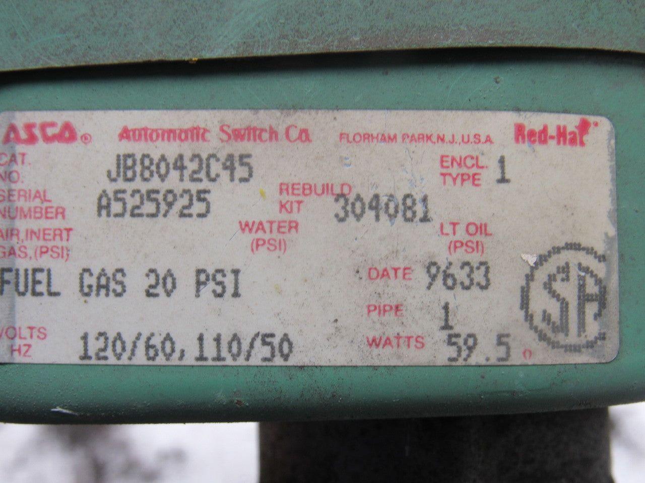 ASCO Red-Hat JB8042C45 Solenoid Valve 1" NPT 120V 20PSI