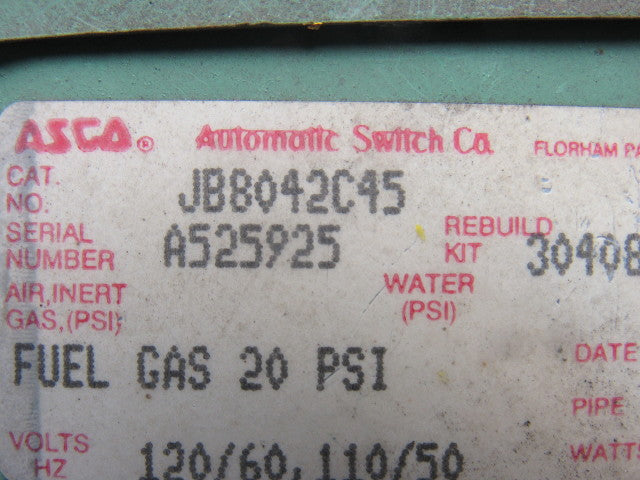 ASCO Red-Hat JB8042C45 Solenoid Valve 1" NPT 120V 20PSI